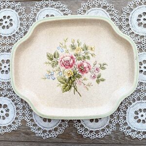 Vintage Avon Floral‎ Metal Vanity Tray The Vanity Collection" from the 1980s.